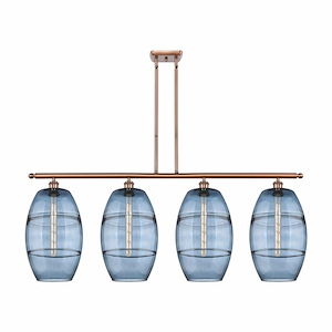 Vaz - 4 Light Stem Hung Island In Industrial Style-19 Inches Tall and 48.25 Inches Wide