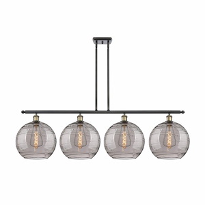 Athens Deco Swirl - 4 Light Stem Hung Island In Industrial Style-13.88 Inches Tall and 50.25 Inches Wide - 1330123