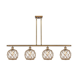 Farmhouse Rope - 4 Light Stem Hung Island-10.5 Inch Tall and 48 Inch Wide - 1387737