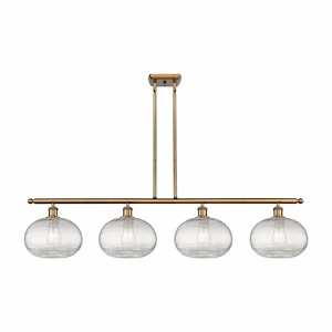 Ithaca - 4 Light Stem Hung Island In Industrial Style-10 Inches Tall and 48.25 Inches Wide