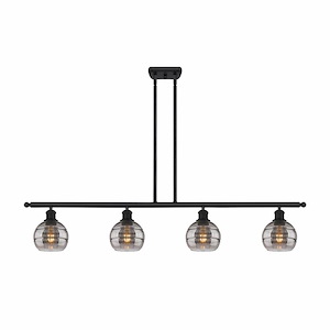 Rochester - 4 Light Stem Hung Island In Industrial Style-8.38 Inches Tall and 48 Inches Wide