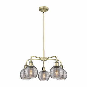 Athens Deco Swirl - 5 Light Stem Hung Chandelier In Industrial Style-13.63 Inches Tall and 23.88 Inches Wide