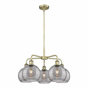 Athens Deco Swirl - 5 Light Stem Hung Chandelier In Industrial Style-15.38 Inches Tall and 26 Inches Wide