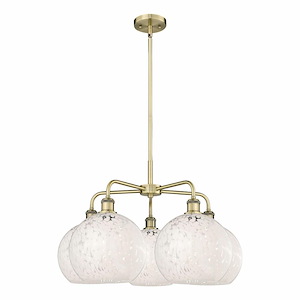 White Mouchette - 5 Light Stem Hung Chandelier In Modern Style-17.25 Inches Tall and 28 Inches Wide - 1330200