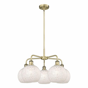 White Mouchette - 5 Light Stem Hung Chandelier In Modern Style-15.5 Inches Tall and 26 Inches Wide