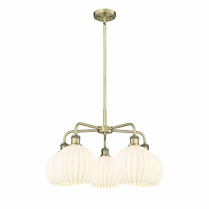 White Venetian - 5 Light Stem Hung Chandelier In Modern Style-15.5 Inches Tall and 26 Inches Wide - 1330231