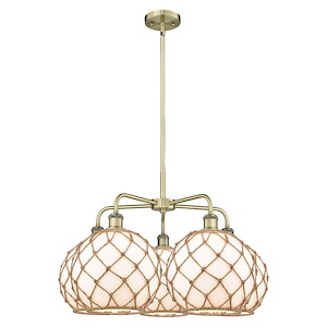 Farmhouse Rope - 5 Light Stem Hung Chandelier-17.5 Inch Tall and 28.5 Inch Wide - 1387719