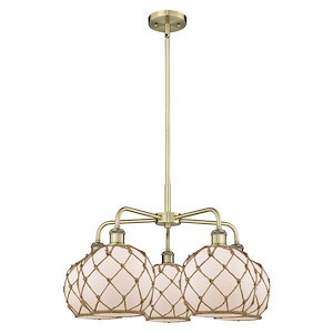 Farmhouse Rope - 5 Light Stem Hung Chandelier-15.5 Inch Tall and 26.5 Inch Wide - 1387716