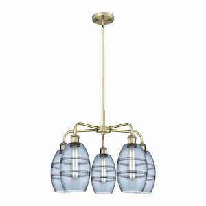 Vaz - 5 Light Stem Hung Chandelier In Industrial Style-13.63 Inches Tall and 23.88 Inches Wide
