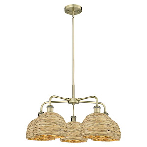 Woven Rattan - 5 Light Stem Hung Chandelier-14.25 Inch Tall and 26.5 Inch Wide - 1387753