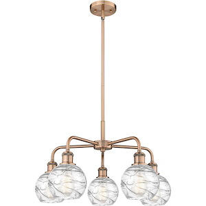 Athens Deco Swirl - 5 Light Stem Hung Chandelier-13.63 Inch Tall and 24.38 Inch Wide - 1330199