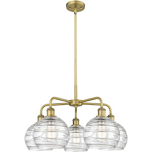 Athens Deco Swirl - 5 Light Stem Hung Chandelier-15.38 Inch Tall and 26.5 Inch Wide - 1330189