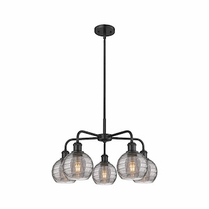 Athens Deco Swirl - 5 Light Stem Hung Chandelier In Industrial Style-13.63 Inches Tall and 23.88 Inches Wide