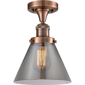 Large Cone-One Light Semi-Flush Mount-8 Inches Wide by 10 Inches High