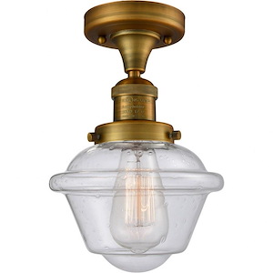 Small Oxford-1 Light Semi-Flush Mount in Traditional Style-7.5 Inches Wide by 11 Inches High