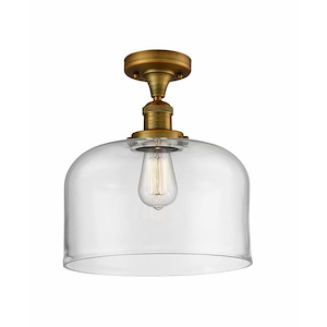 X-Large Bell-1 Light Semi-Flush Mount in Industrial Style-12 Inches Wide by 12 Inches High