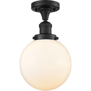 Large Beacon-1 Light Semi-Flush Mount in Industrial Style-8 Inches Wide by 13.25 Inches High