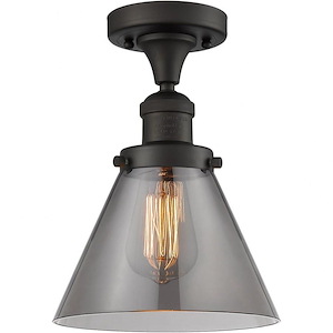 Large Cone-One Light Semi-Flush Mount-8 Inches Wide by 10 Inches High