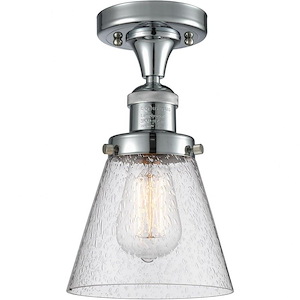 Small Cone-One Light Semi-Flush Mount-6.5 Inches Wide by 9 Inches High