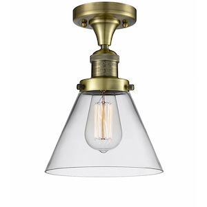 Cone - 1 Light Semi-Flush Mount In Industrial Style-11.5 Inches Tall and 7.75 Inches Wide - 1289630