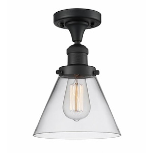 Cone - 1 Light Semi-Flush Mount In Industrial Style-11.5 Inches Tall and 7.75 Inches Wide