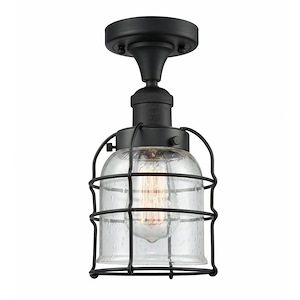 Bell Cage - 1 Light Semi-Flush Mount In Industrial Style-9 Inches Tall and 5 Inches Wide