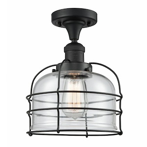 Bell Cage - 1 Light Semi-Flush Mount In Industrial Style-11.5 Inches Tall and 8 Inches Wide - 1289672