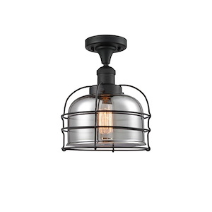 Bell Cage - 1 Light Semi-Flush Mount In Industrial Style-11.5 Inches Tall and 8 Inches Wide - 1325858