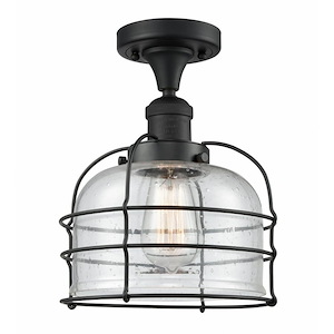 Bell Cage - 1 Light Semi-Flush Mount In Industrial Style-11.5 Inches Tall and 8 Inches Wide - 1289672