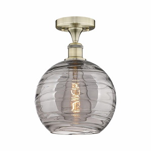 Athens Deco Swirl - 1 Light Semi-Flush Mount In Industrial Style-11.75 Inches Tall and 10 Inches Wide - 1330196