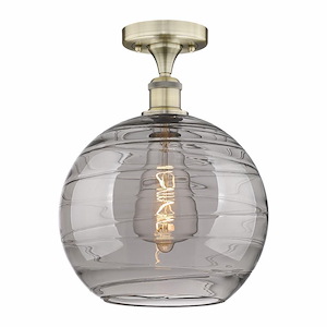 Athens Deco Swirl - 1 Light Semi-Flush Mount In Industrial Style-13.5 Inches Tall and 12 Inches Wide