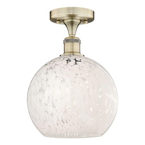 White Mouchette - 1 Light Semi-Flush Mount In Modern Style-11.88 Inches Tall and 10 Inches Wide - 1330213