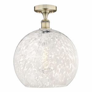 White Mouchette - 1 Light Semi-Flush Mount In Modern Style-16.75 Inches Tall and 13.75 Inches Wide
