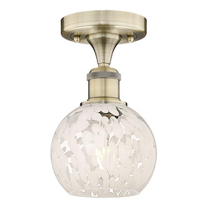 White Mouchette - 1 Light Semi-Flush Mount In Modern Style-8.13 Inches Tall and 6 Inches Wide