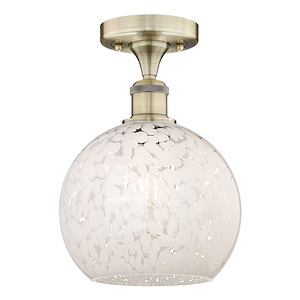 White Mouchette - 1 Light Semi-Flush Mount In Modern Style-10.13 Inches Tall and 8 Inches Wide - 1330229