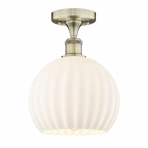 White Venetian - 1 Light Semi-Flush Mount In Modern Style-11.88 Inches Tall and 10 Inches Wide