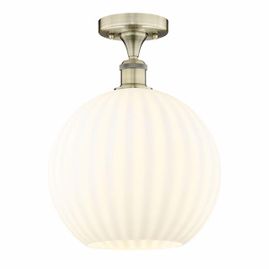 White Venetian - 1 Light Semi-Flush Mount In Modern Style-13.63 Inches Tall and 12 Inches Wide - 1330219