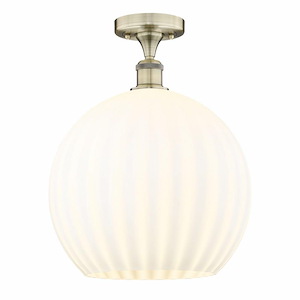 White Venetian - 1 Light Semi-Flush Mount In Modern Style-16.75 Inches Tall and 13.75 Inches Wide