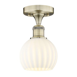 White Venetian - 1 Light Semi-Flush Mount In Modern Style-8.13 Inches Tall and 6 Inches Wide