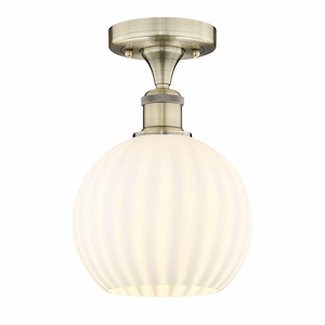 White Venetian - 1 Light Semi-Flush Mount In Modern Style-10.13 Inches Tall and 8 Inches Wide