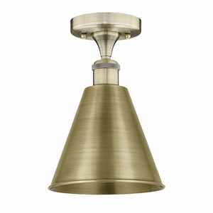 Edison Cone - 1 Light Semi-Flush Mount In Industrial Style-11.75 Inches Tall and 8 Inches Wide - 1325863