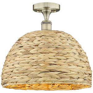 Woven Rattan - 1 Light Semi-Flush Mount-13.13 Inch Tall and 15.75 Inch Wide - 1387773