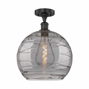 Athens Deco Swirl - 1 Light Semi-Flush Mount In Industrial Style-15.25 Inches Tall and 13.75 Inches Wide