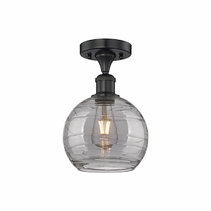 Athens Deco Swirl - 1 Light Semi-Flush Mount In Industrial Style-11.5 Inches Tall and 7.5 Inches Wide