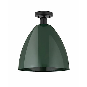Plymouth Dome - 1 Light Semi-Flush Mount In Industrial Style-14.75 Inches Tall and 12 Inches Wide