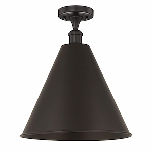 Edison Cone - 1 Light Semi-Flush Mount In Industrial Style-18.75 Inches Tall and 16 Inches Wide