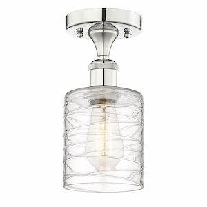 Cobbleskill - 1 Light Semi-Flush Mount In Art Deco Style-9.75 Inches Tall and 5 Inches Wide