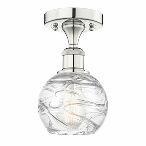 Athens Deco Swirl - 1 Light Semi-Flush Mount In Industrial Style-8.25 Inches Tall and 5.88 Inches Wide
