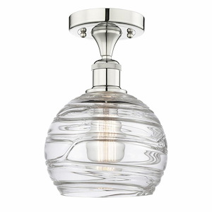 Athens Deco Swirl - 1 Light Semi-Flush Mount In Industrial Style-11.5 Inches Tall and 7.5 Inches Wide
