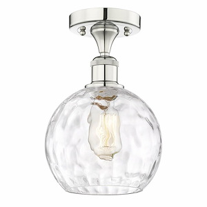 Athens Water Glass - 1 Light Semi-Flush Mount In Industrial Style-10.75 Inches Tall and 8 Inches Wide - 1330248